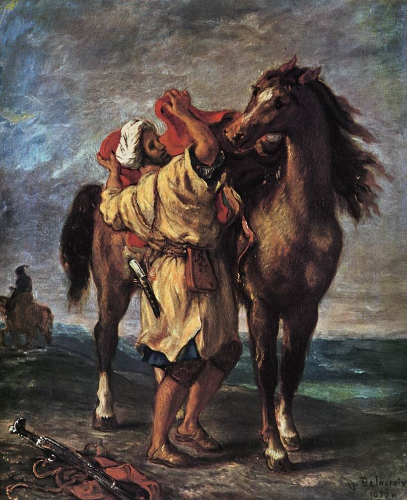 Marokkaner og hesten hans av Ferdinand Victor Eugene Delacroix