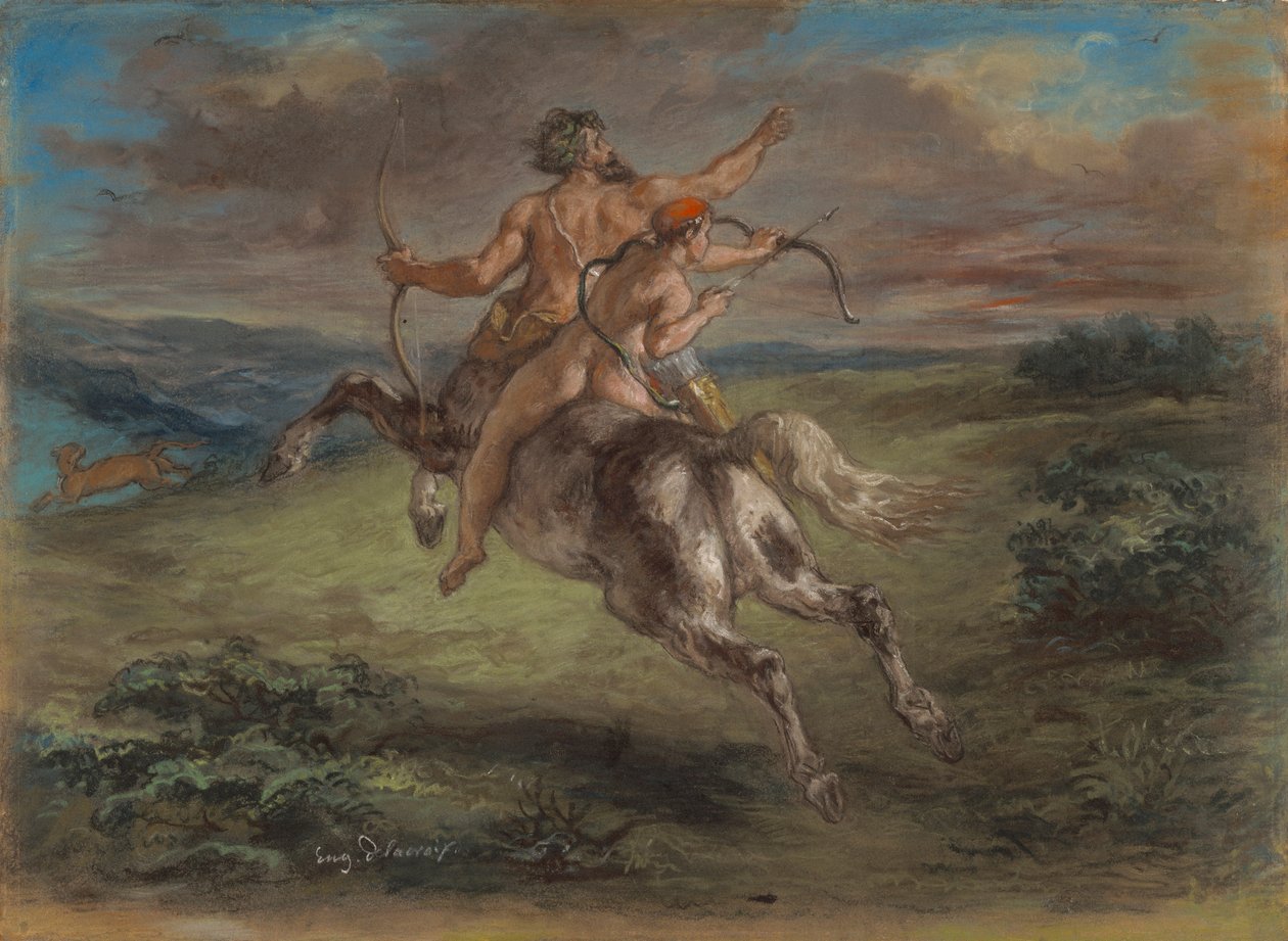 The Education of Achilles av Ferdinand Victor Eugene Delacroix