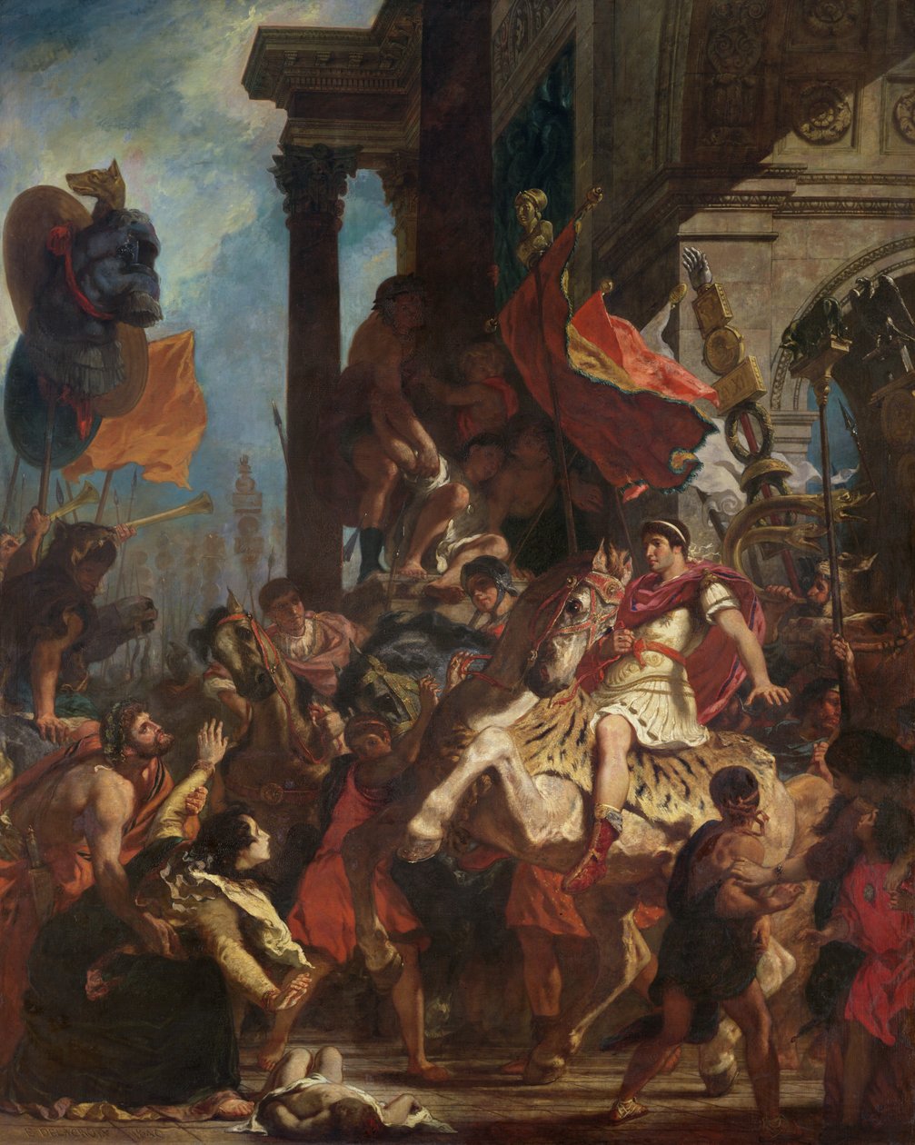 The Justice of Trajan (53-117) 1840 av Ferdinand Victor Eugene Delacroix