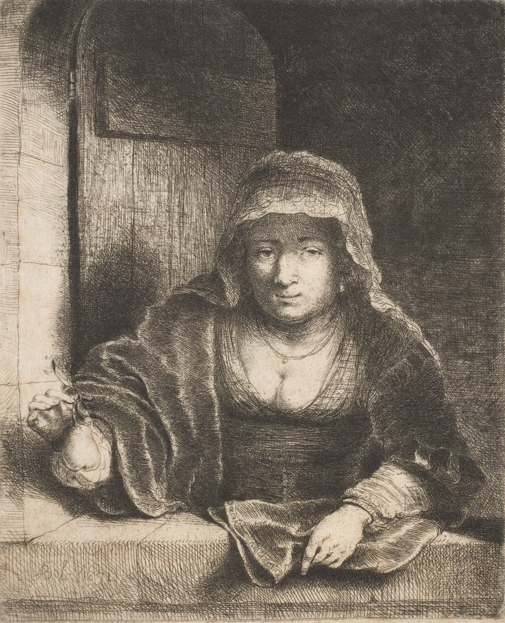 Kvinne med en pære, 1600-tallet. av Ferdinand Bol