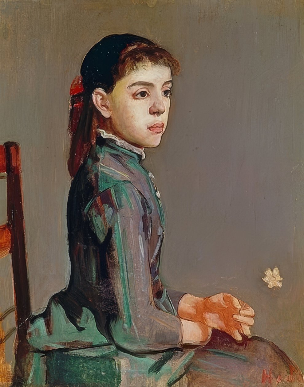 Ung jente - Louise Duchosal. 1885 av Ferdinand Hodler