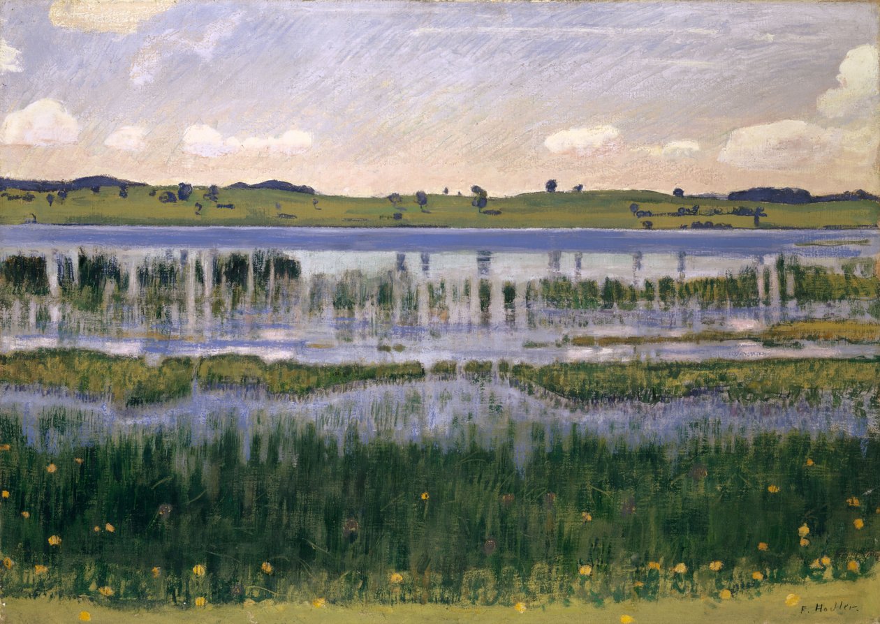 Burgäschi-sjøen nær Langenthal, rundt 1901. av Ferdinand Hodler