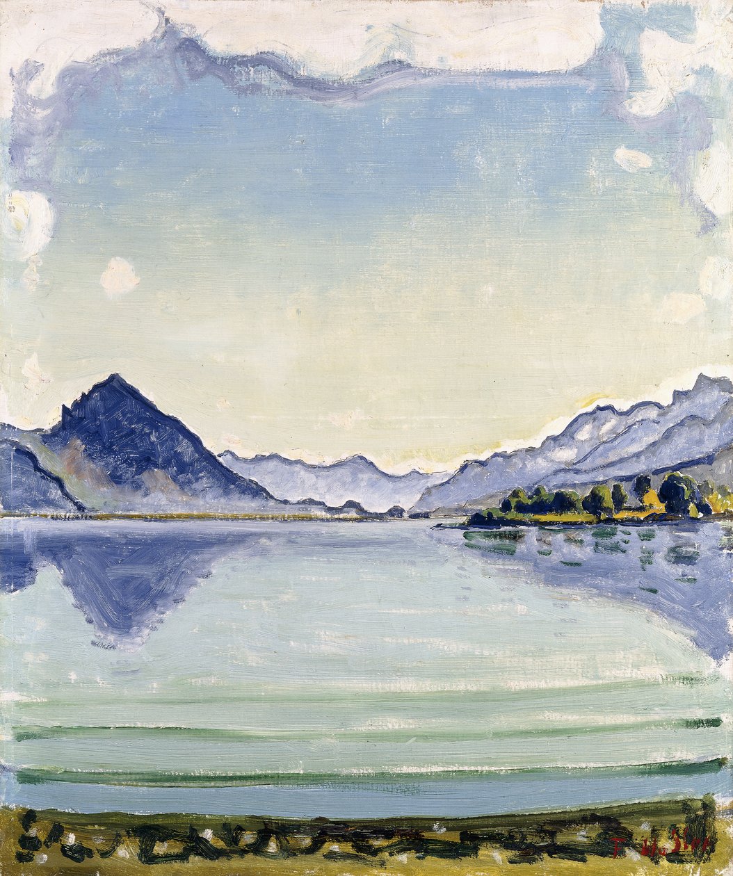 Thunsjøen nær Leissingen, 1909 av Ferdinand Hodler