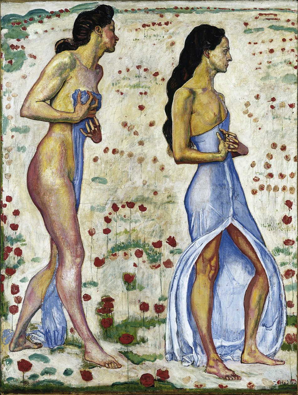 To kvinner i blomsterfølelse 1a, 1901-1906 av Ferdinand Hodler