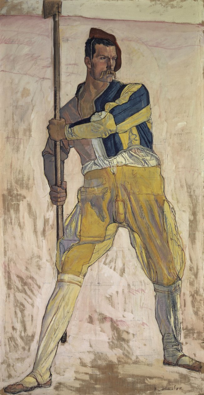 Kriger med hellebard, ca. 1898. av Ferdinand Hodler
