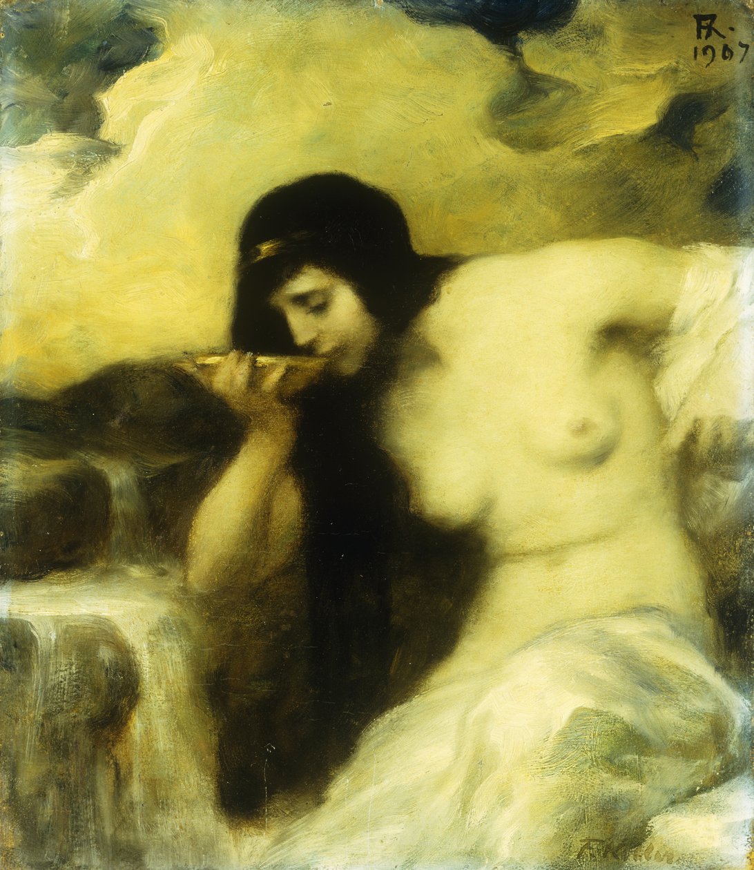 En nymfe som drikker ved en vår, 1907 av Ferdinand Keller