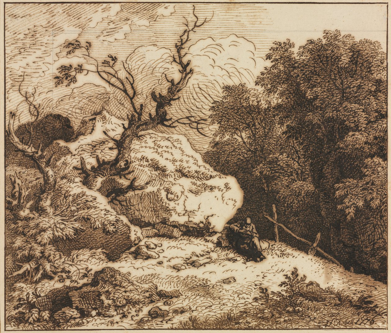 Eremitt i et skogslandskap, 1776. av Ferdinand Kobell