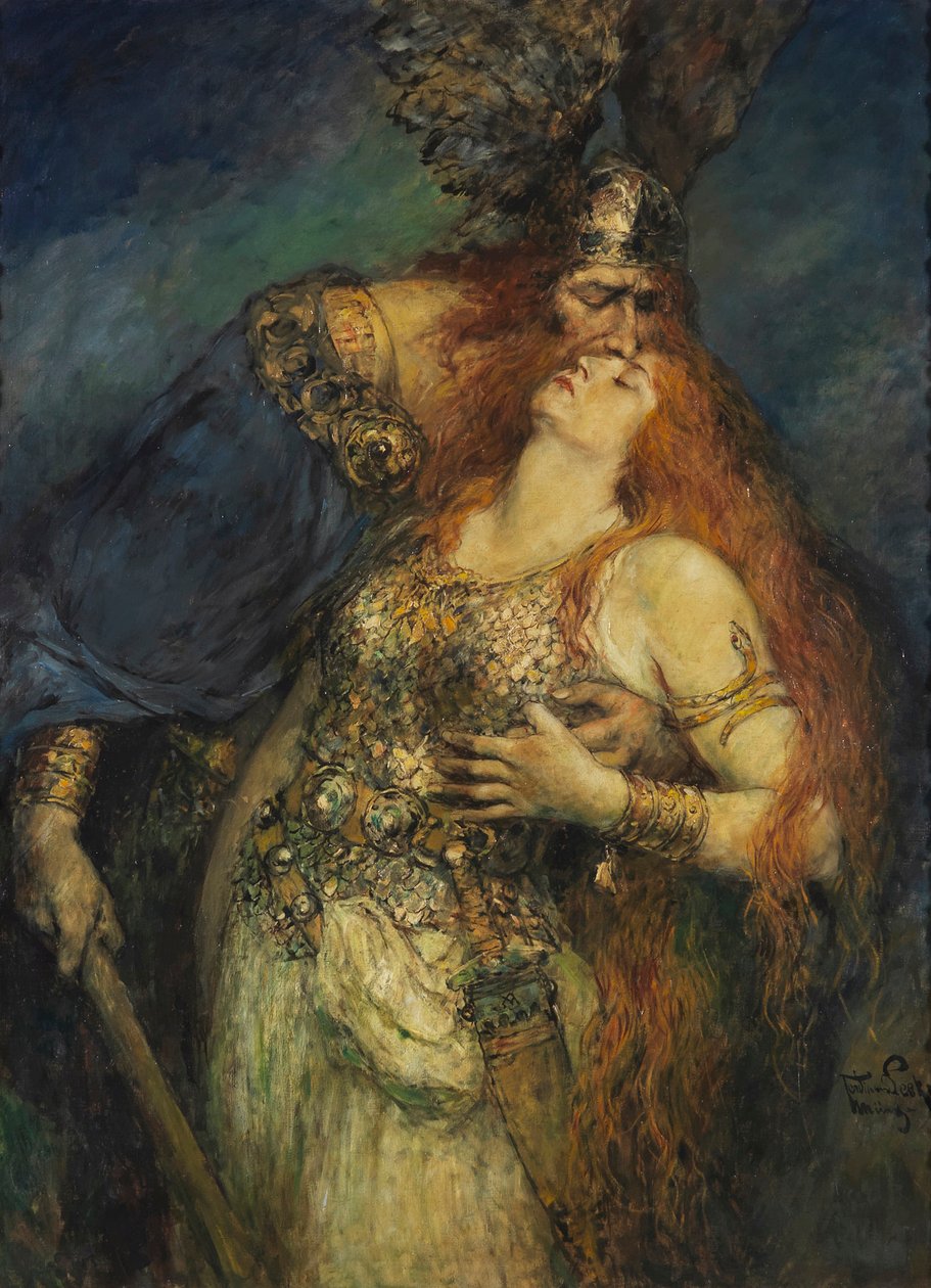 Wotans farvel til Brunhilde, ca. 1910. av Ferdinand Leeke
