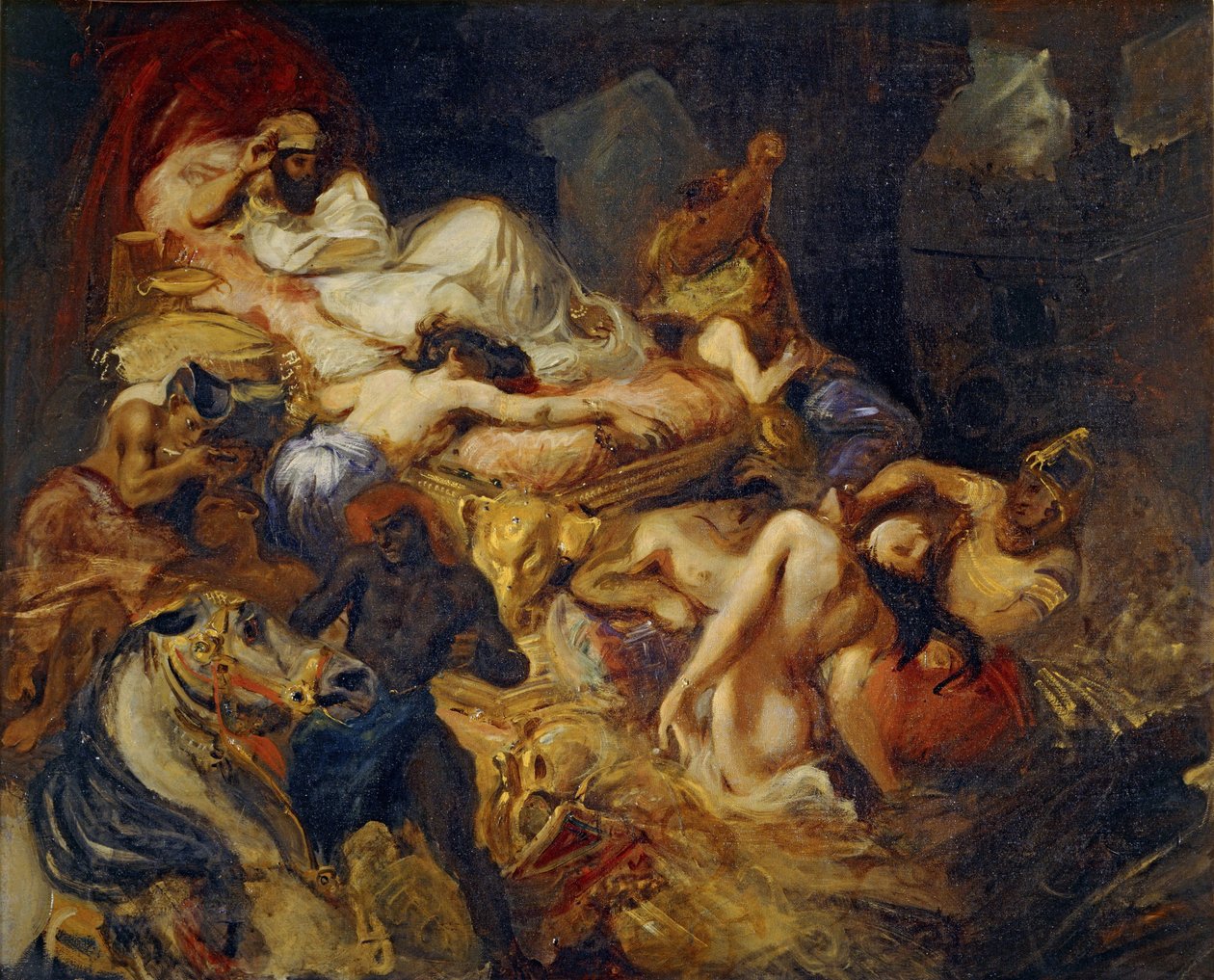 Sardanapalus-studien av Ferdinand Victor Eugene Delacroix
