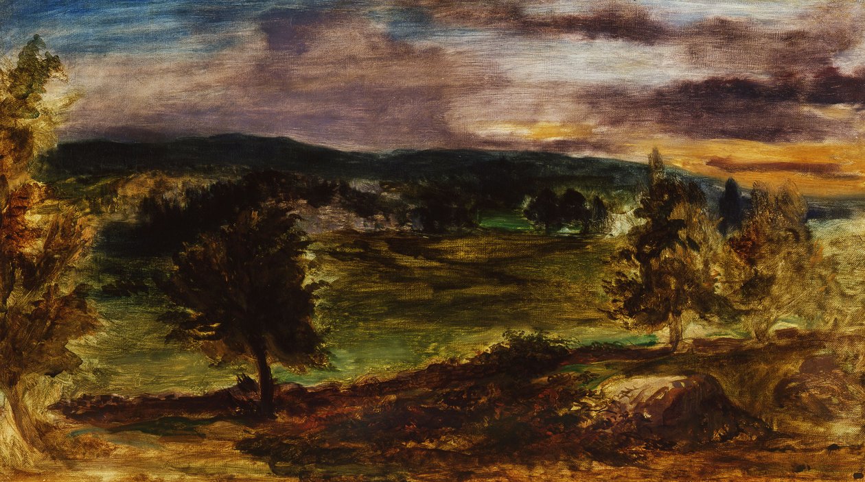 Landskap ved Champrosay av Ferdinand Victor Eugene Delacroix