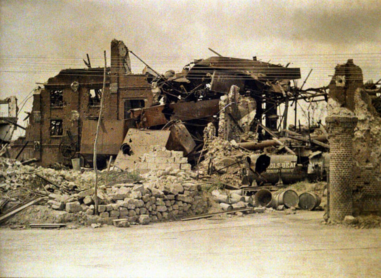 Ruinene av destilleriet, Cuffies, Aisne, Frankrike, 1917 (autokrom) av Fernand Cuville