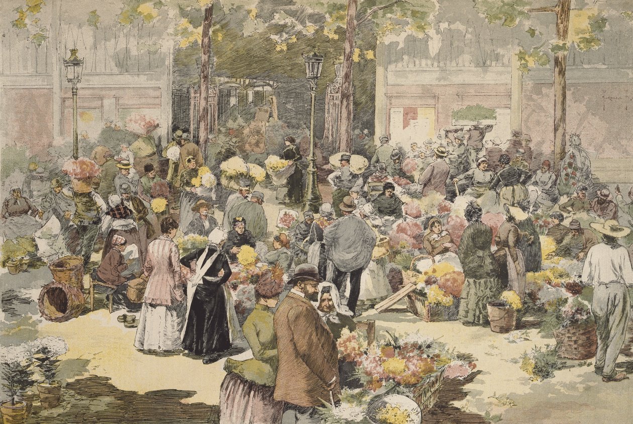 Blomstermarkedet, Paris, 1886 av Fernand Fau