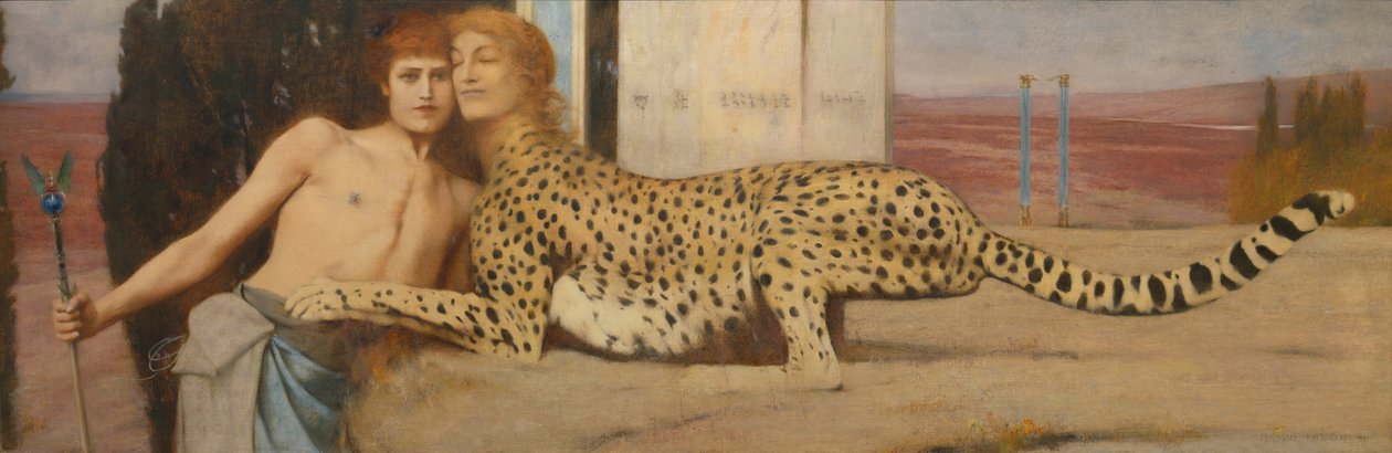 Kjærtegn, 1896 av Fernand Khnopff