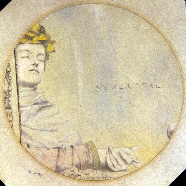 Nevermore (blyant og farget kritt på papir) av Fernand Khnopff