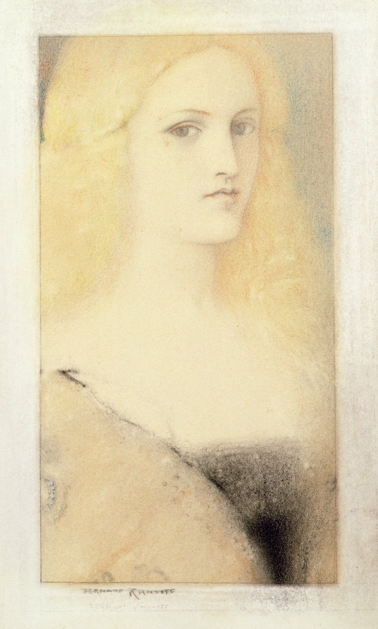 Venetian Memory (pastell og blyant på lerret) av Fernand Khnopff