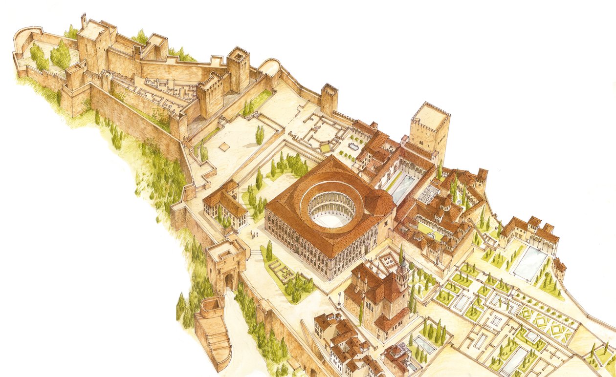 Alhambra, Granada, Spania. Slott og palasser av Fernando Aznar Cenamor