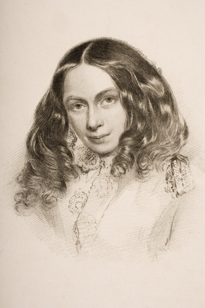 Elizabeth Barrett Browning (1806–61) i mars 1859, gravert av G.Cook av Field Talfourd