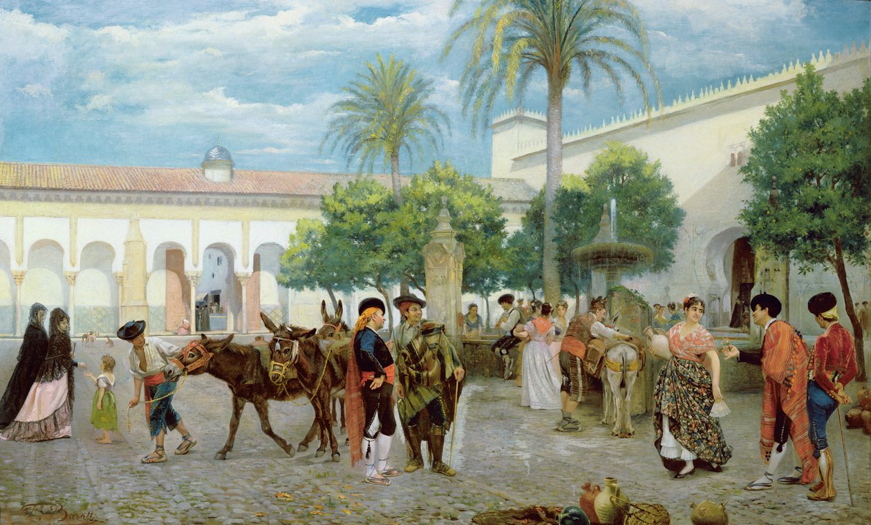 Markedsdag i Spania, 1877 av Filippo Baratti