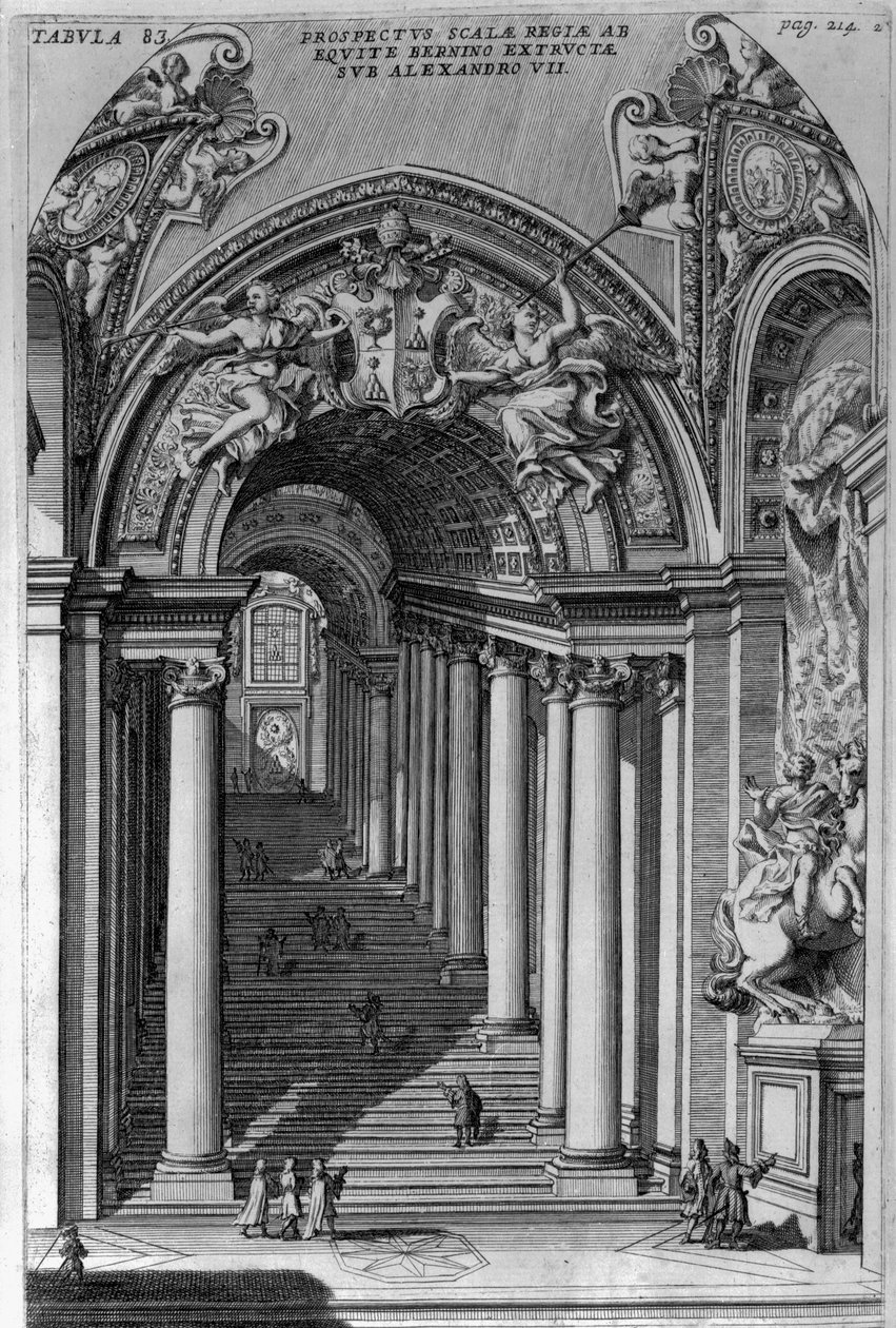 Utsikt over trappen i Scala Regia, Vatikanet, Roma av Filippo Bonanni