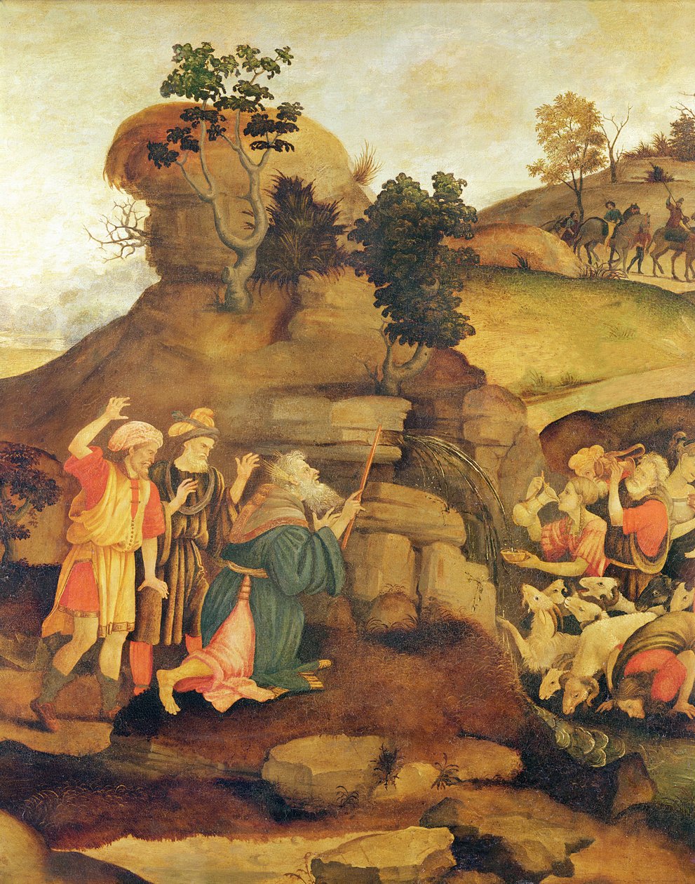 Moses bringer vann ut av klippen, ca. 1500 (detaljer) av Fra Filippo Lippi