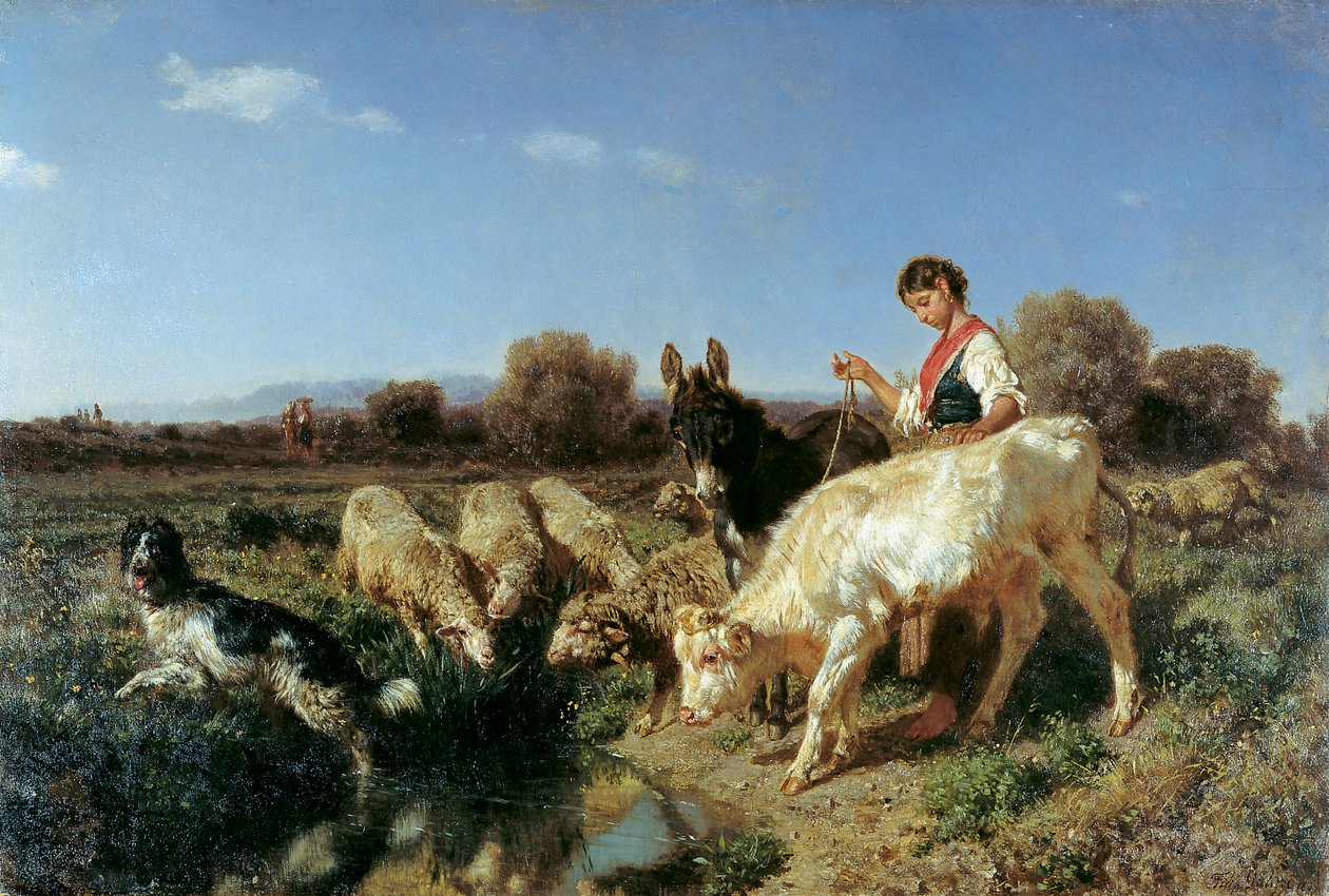 Ved vannhull av Filippo Palizzi