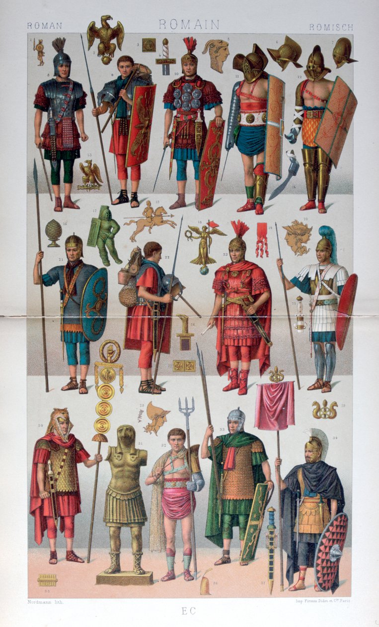 Romersk militær- og gladiatorkostyme, c1800-1836 av Firmin Didot