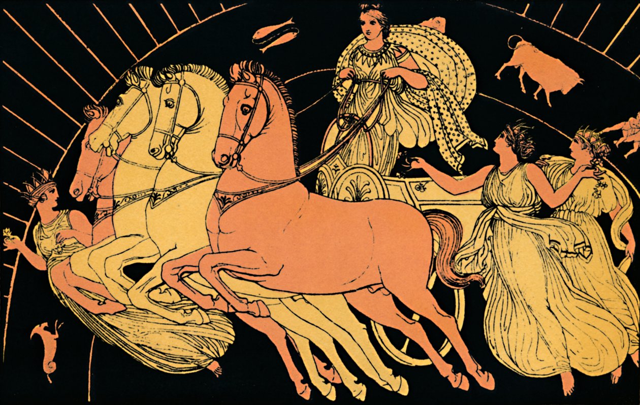 Morgenens hester, 1880 av Flaxman