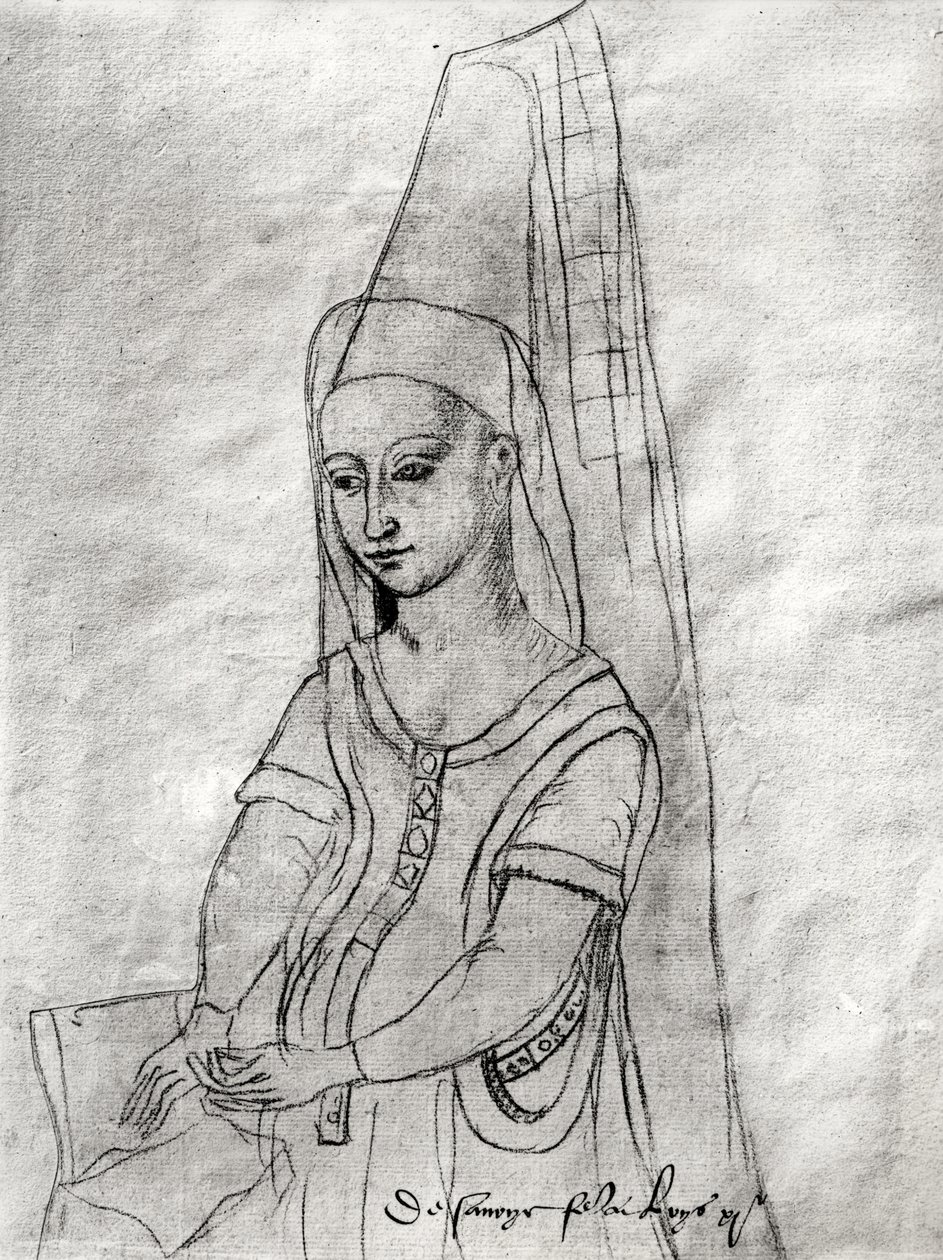 Charlotte de Savoie (ca. 1442-83) kone til Louis XI (1422-83) fra 'Recueil d'Arras' (kull på papir) av Flemish School
