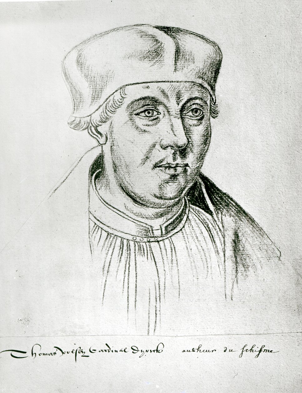 Ms 266 f.257 Portrett av Thomas Wolsey, kardinal av York, fra Recueil d