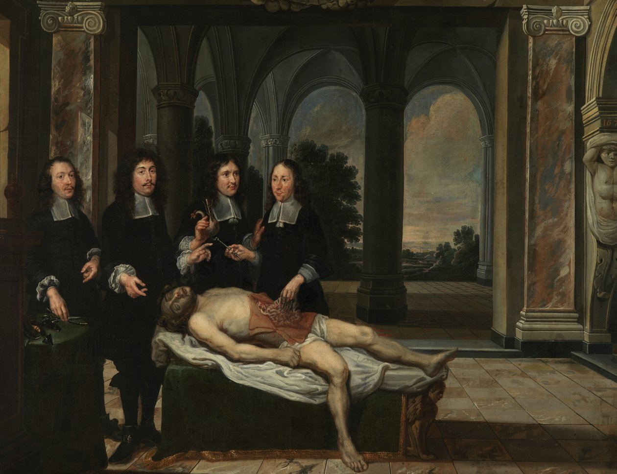 Anatomi leksjon (olje på lerret) av Flemish School