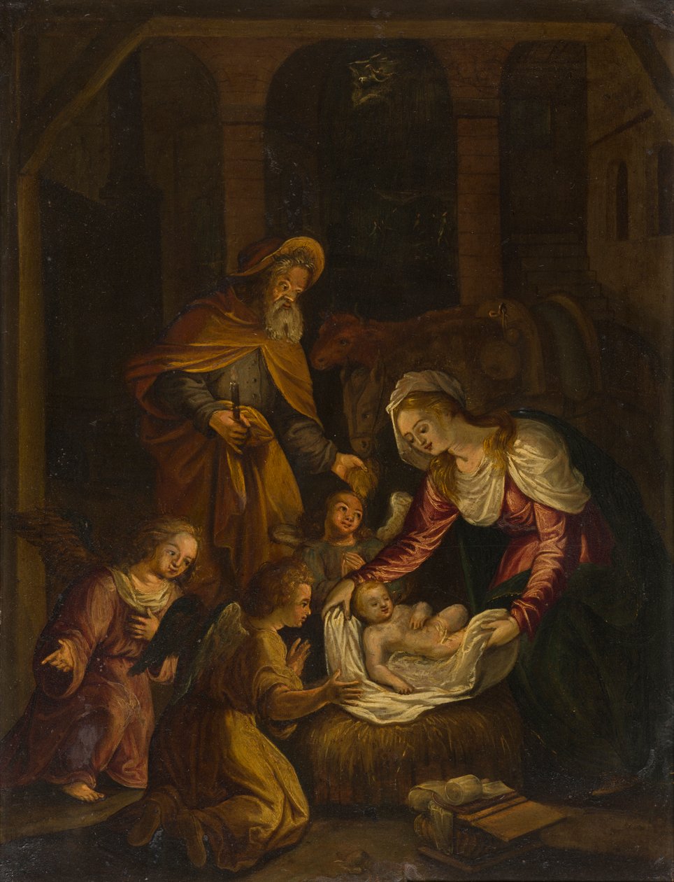 The Nativity, ca. 1601-99 (olje på lerret) av Flemish School