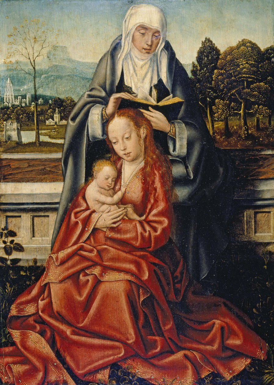 Jomfruen og barnet med St Anne av Flemish School