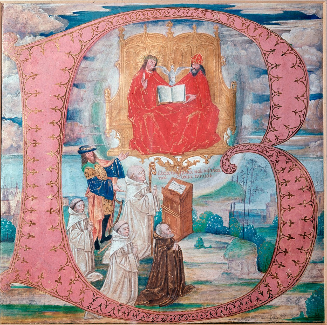 Den hellige treenighet, forbokstav B (miniatyr av Flemish School