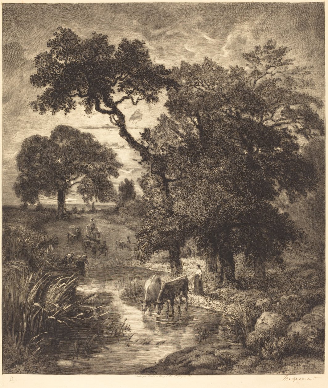 Kveld av Félix Bracquemond after Théodore Rousseau