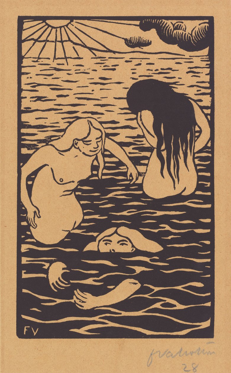 Tre badende, 1894. av Félix Vallotton