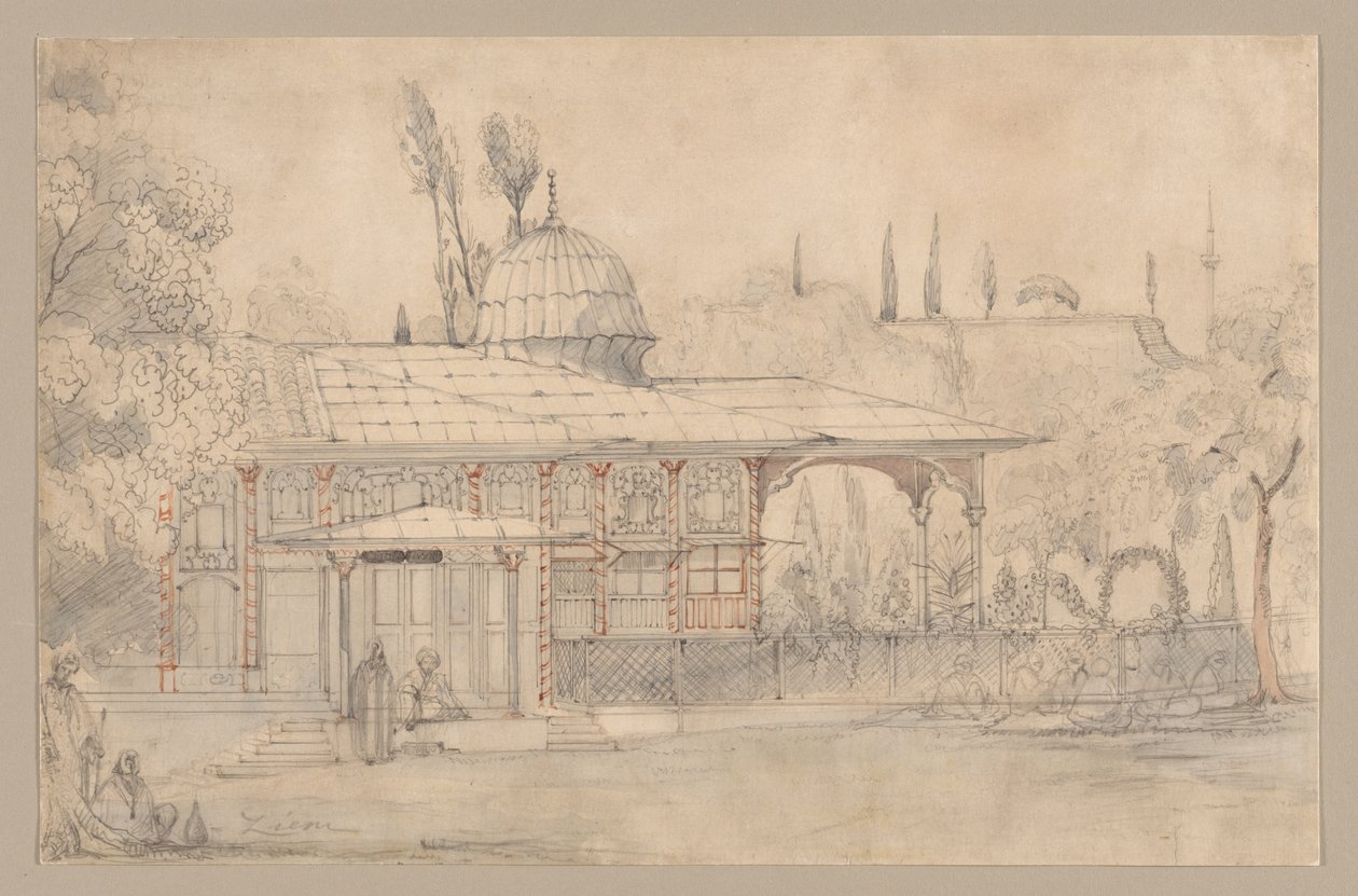 Paviljong nær en moske, 1800-tallet. av Félix Ziem