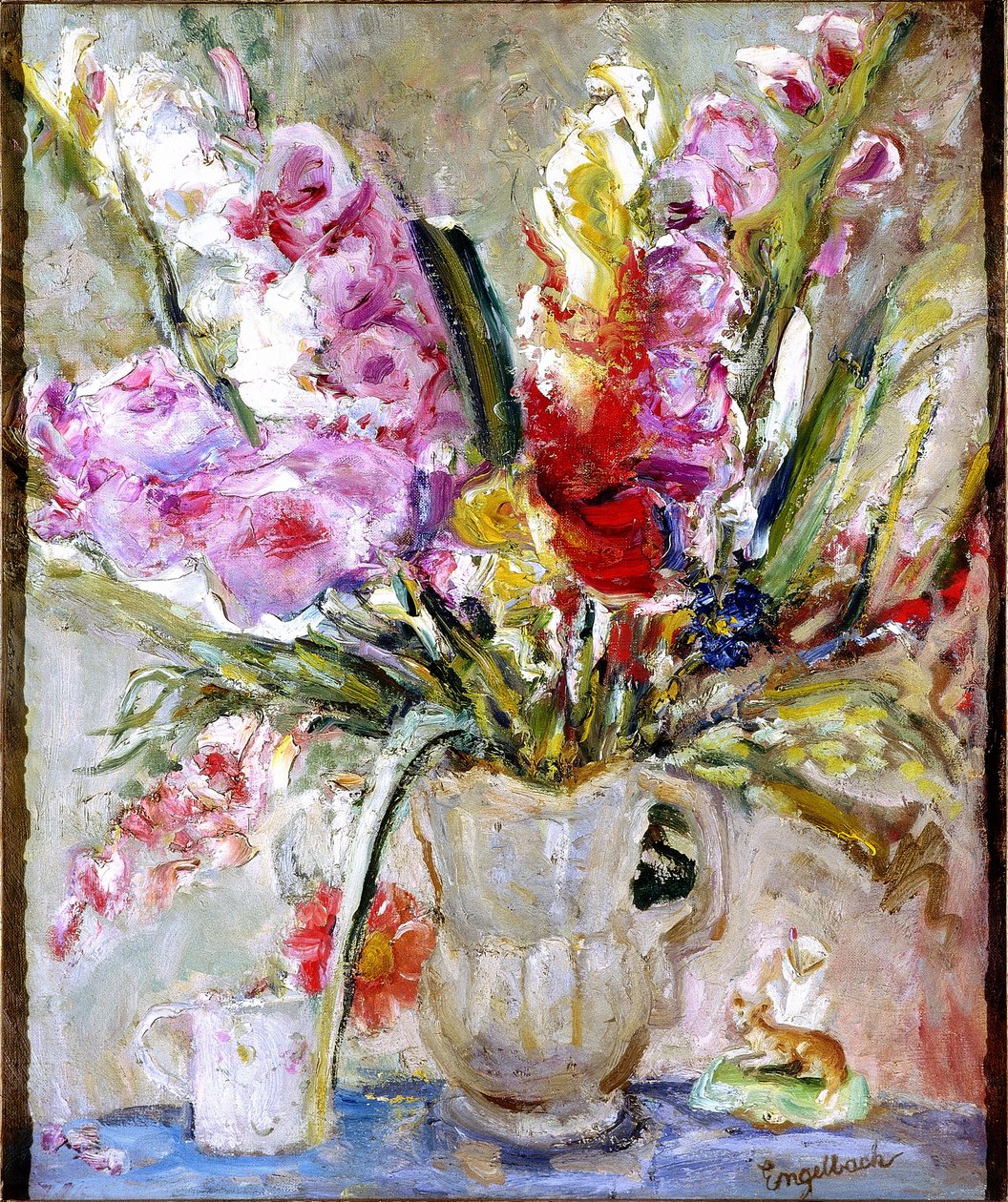 Gladioli (olje på lerret) av Florence Engelbach