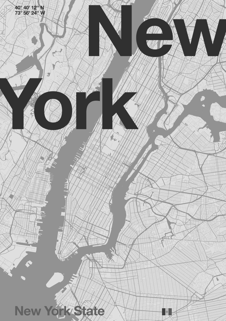 New York minimalt kart av Florent Bodart
