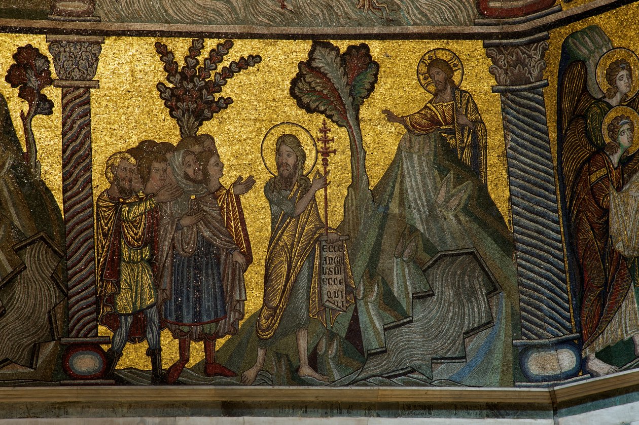 Døperen Johannes forkynner Kristus (mosaikk) av Florentine School
