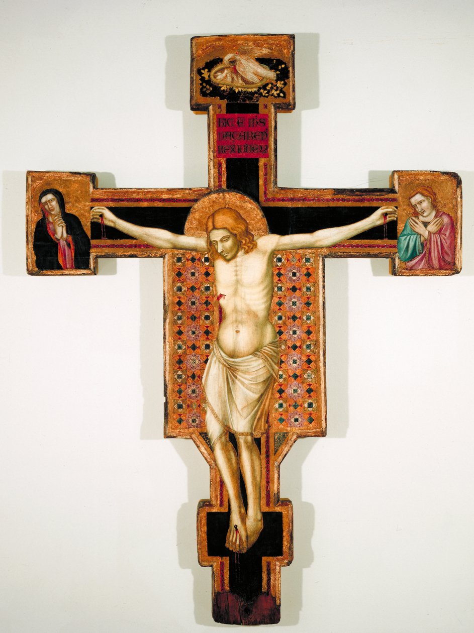Malt krusifiks, ca. 1325-35 (tempera på panel) av Florentine School