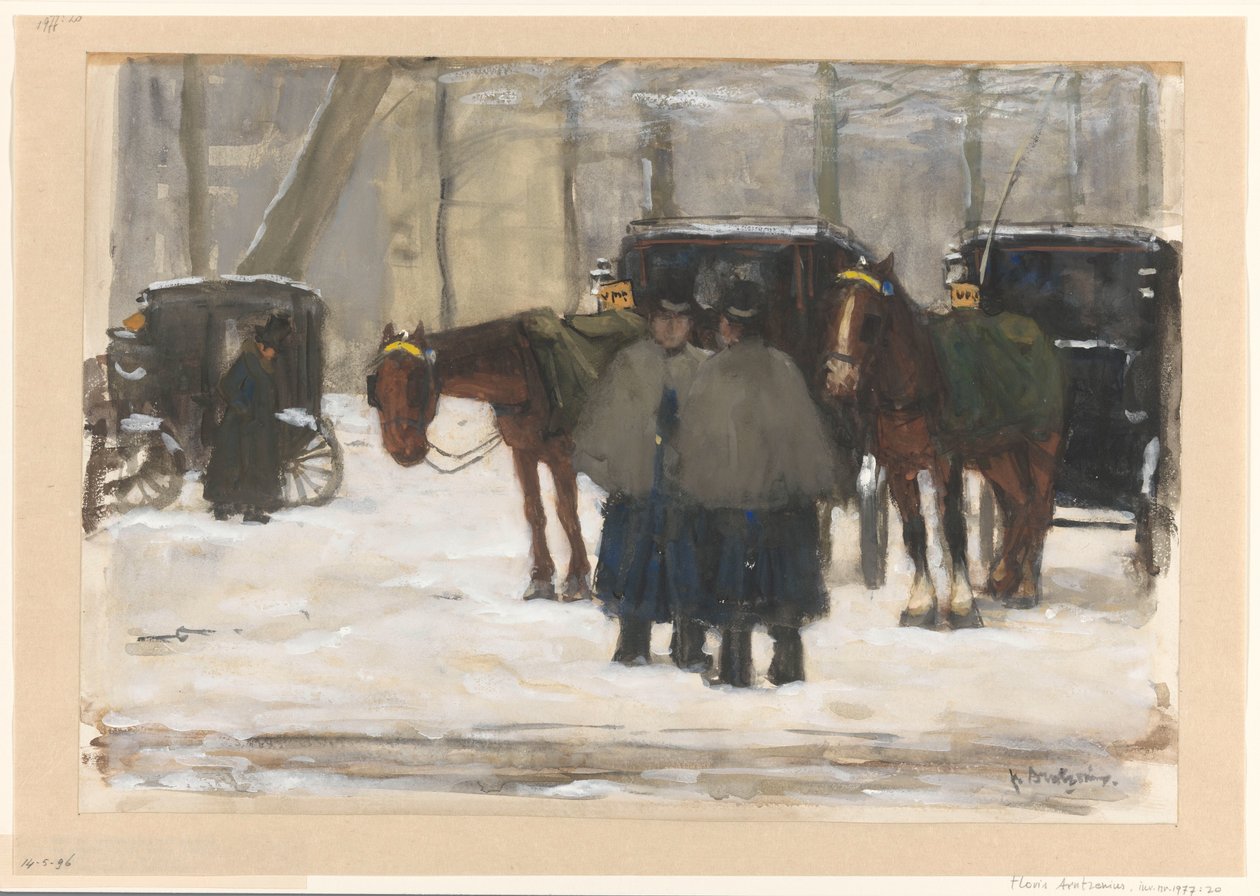 Vogner og kusker i snøen av Floris Arntzenius