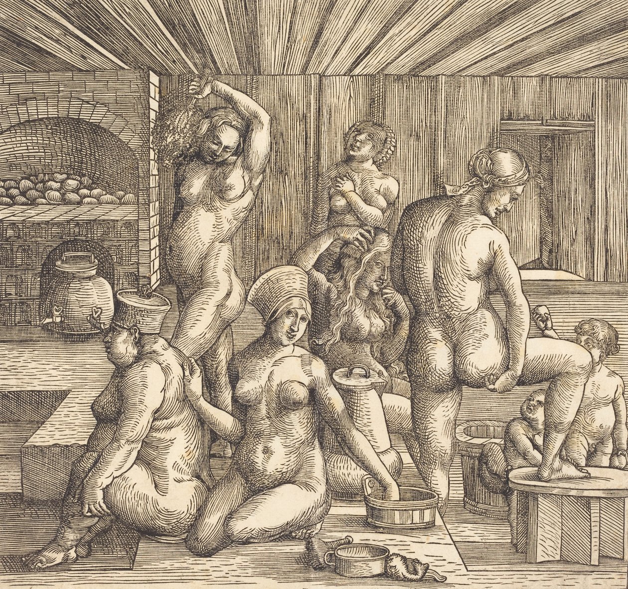 Damebad, ca. 15051510. av Follower of Albrecht Durer