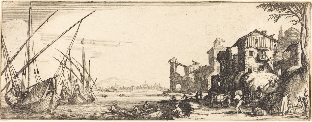 Den lille havnen av Follower of Jacques Callot