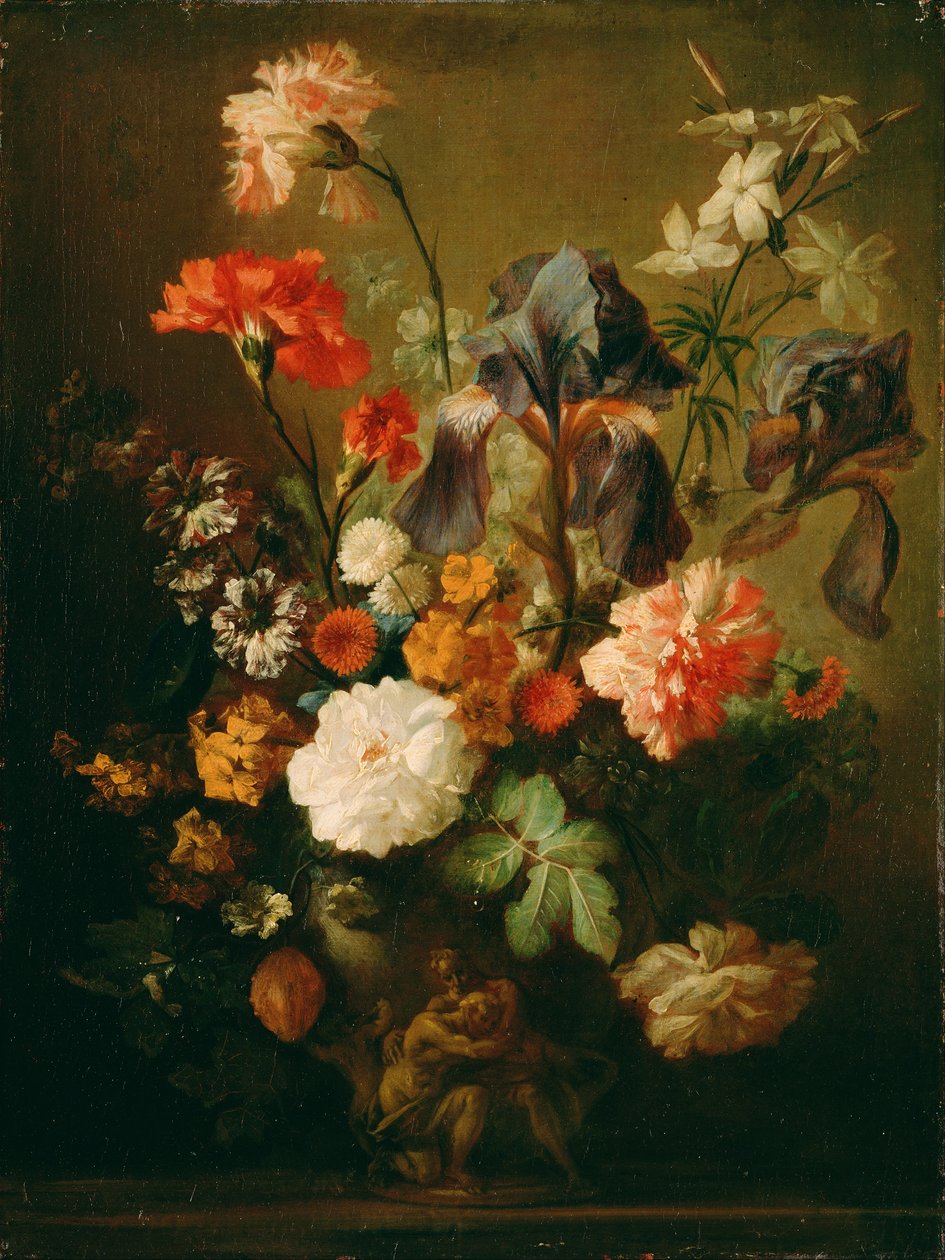 Vase med blomster av Follower of Jan van Huysum