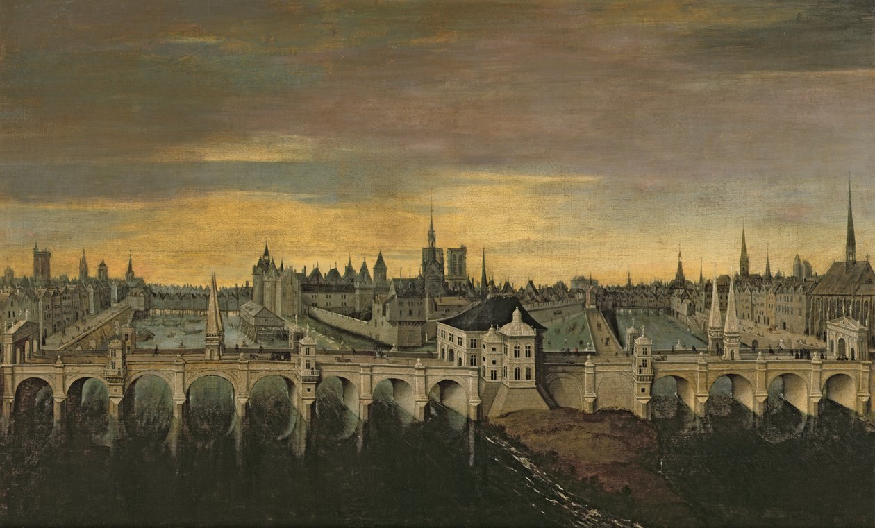 Design for byggingen av Pont-Neuf, ca. 1577 av Fontainebleau School