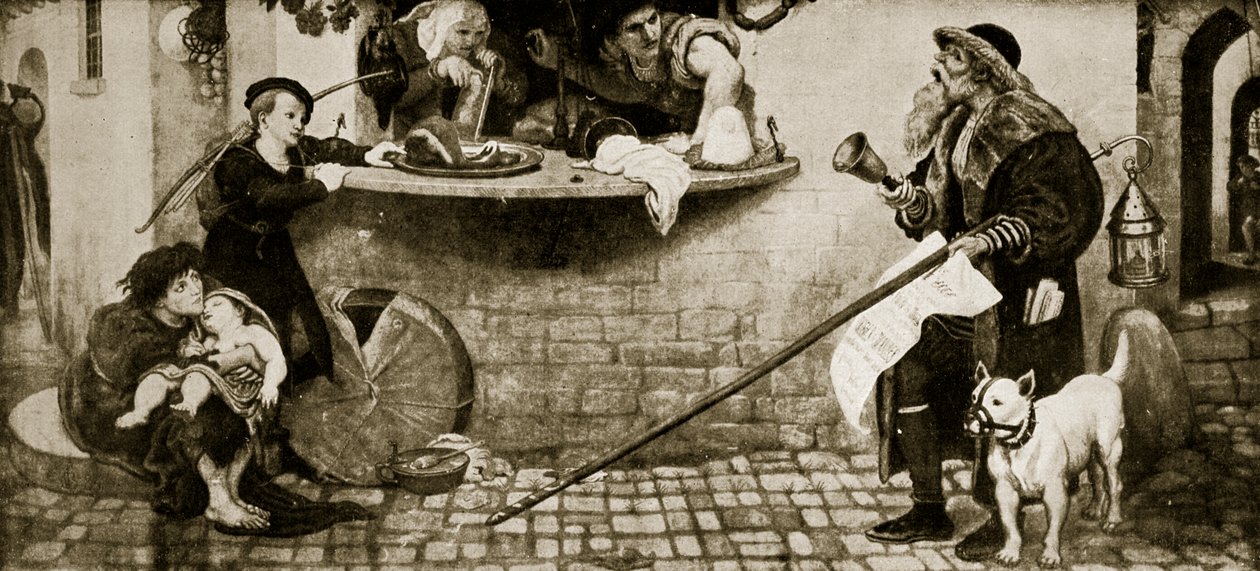 The Proclamation Regarding Weights and Measures, 1556, illustrasjon fra 'Hutchinson's Story of the British Nation', ca. 1923 av Ford Madox Brown