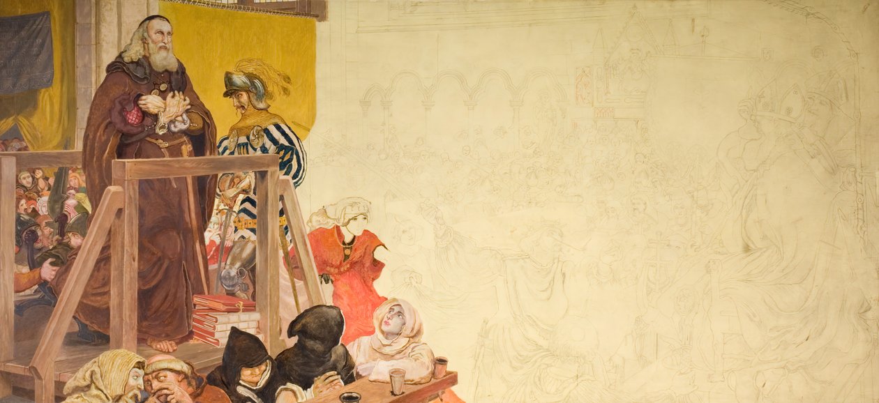 Wycliffe på rettssaken hans, 1893. av Ford Madox Brown