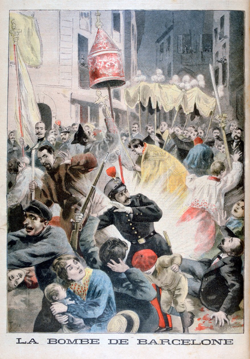 En bombe i Barcelona, 1896 av Fortuné Méaulle