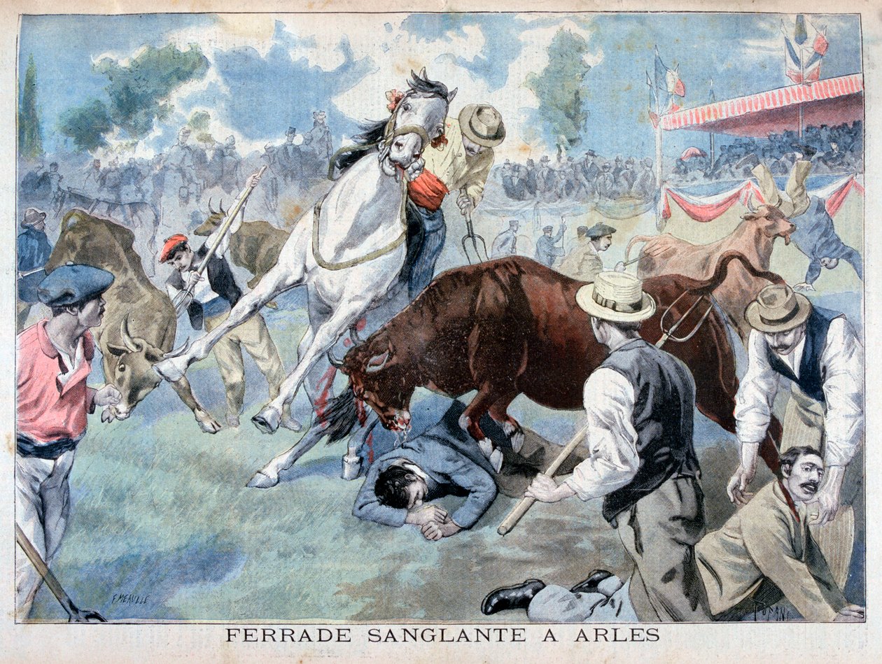 Tyrekamp-hendelse, Arles, Frankrike, 1898 av Fortuné Méaulle