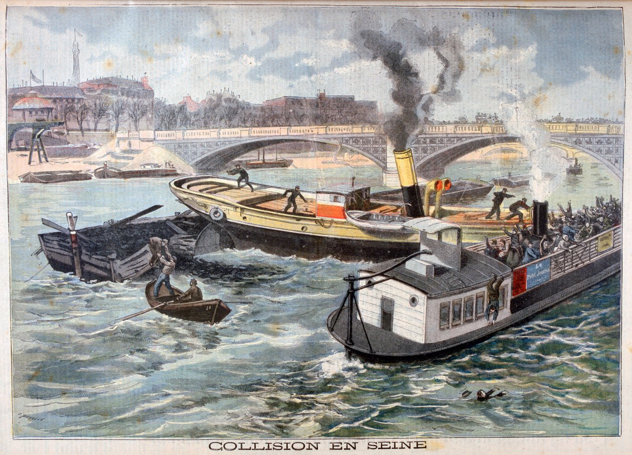 Kollisjon på Seinen, Paris, 1897 av Fortuné Méaulle